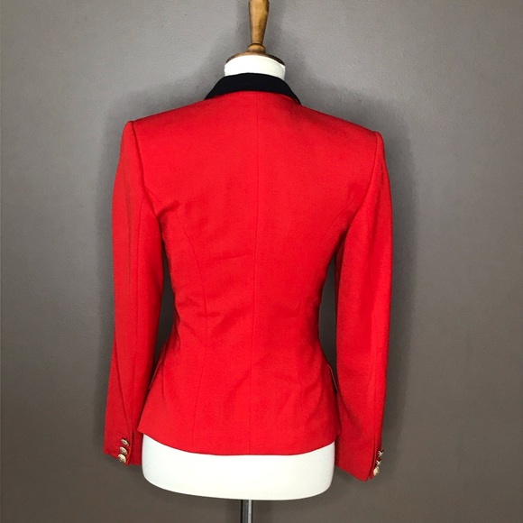 VTG Escada Margaretha Ley Red Blazer Gold Buttons - Picture 2 of 8